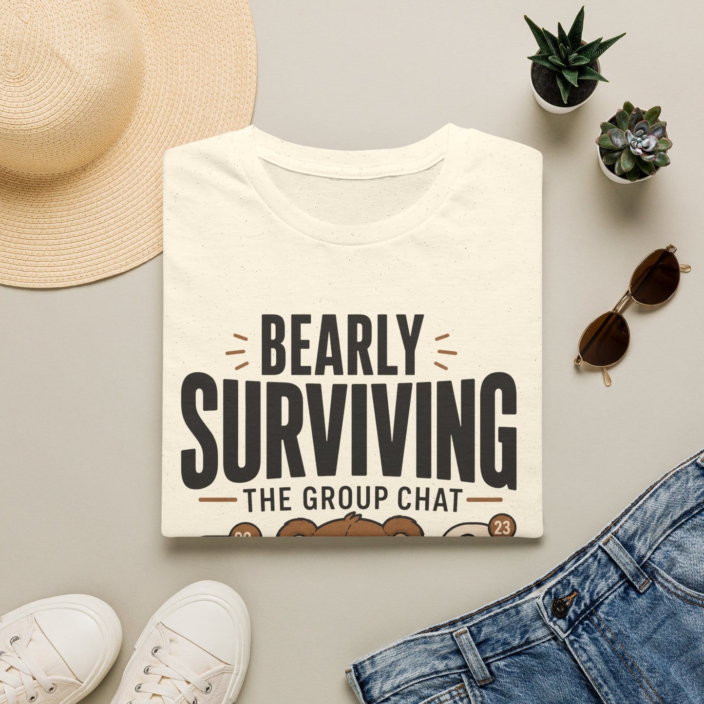 Cool Teds Teddy-Bear Group Chat Survival T-Shirt Natural / S