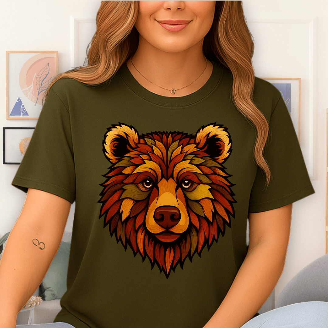 Cool Teds Teddy-Bear Autumn Bear T-Shirt Military Green / S