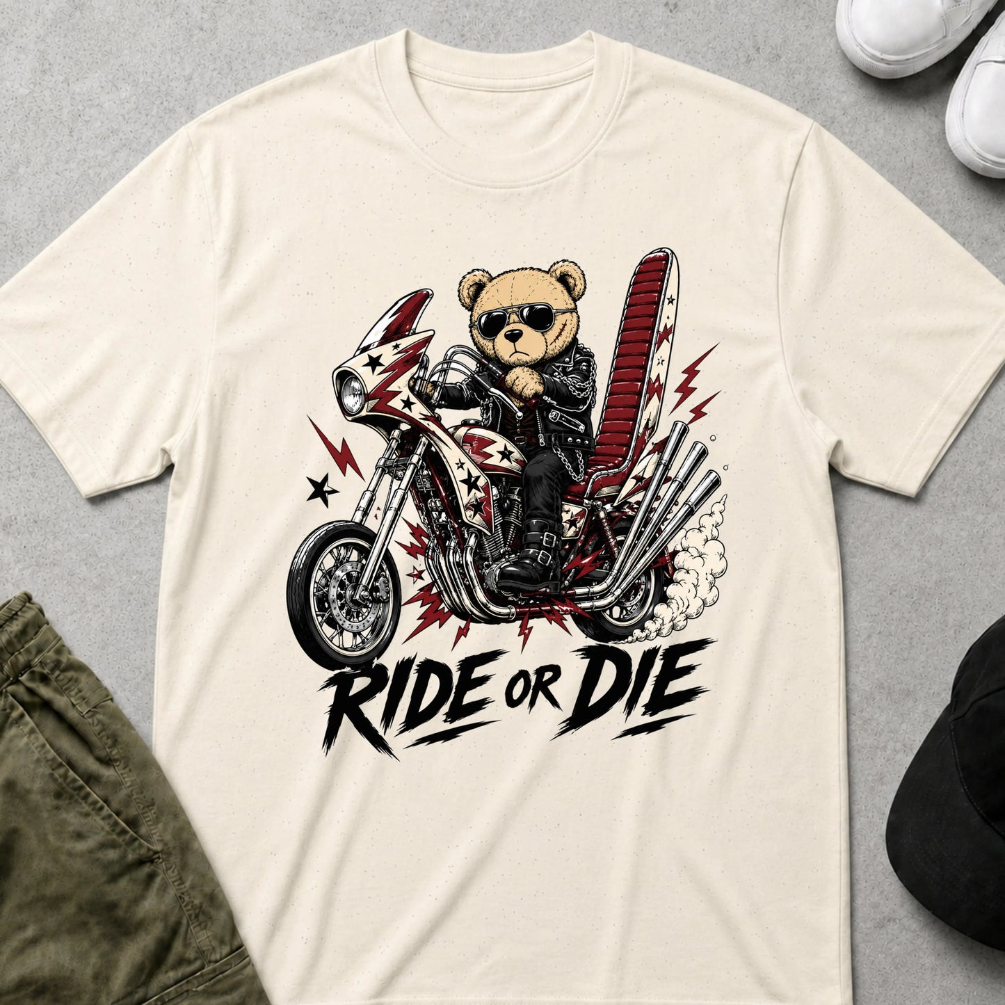 Cool Teds Teddy-Bear Cool Ride T-Shirt Natural / S