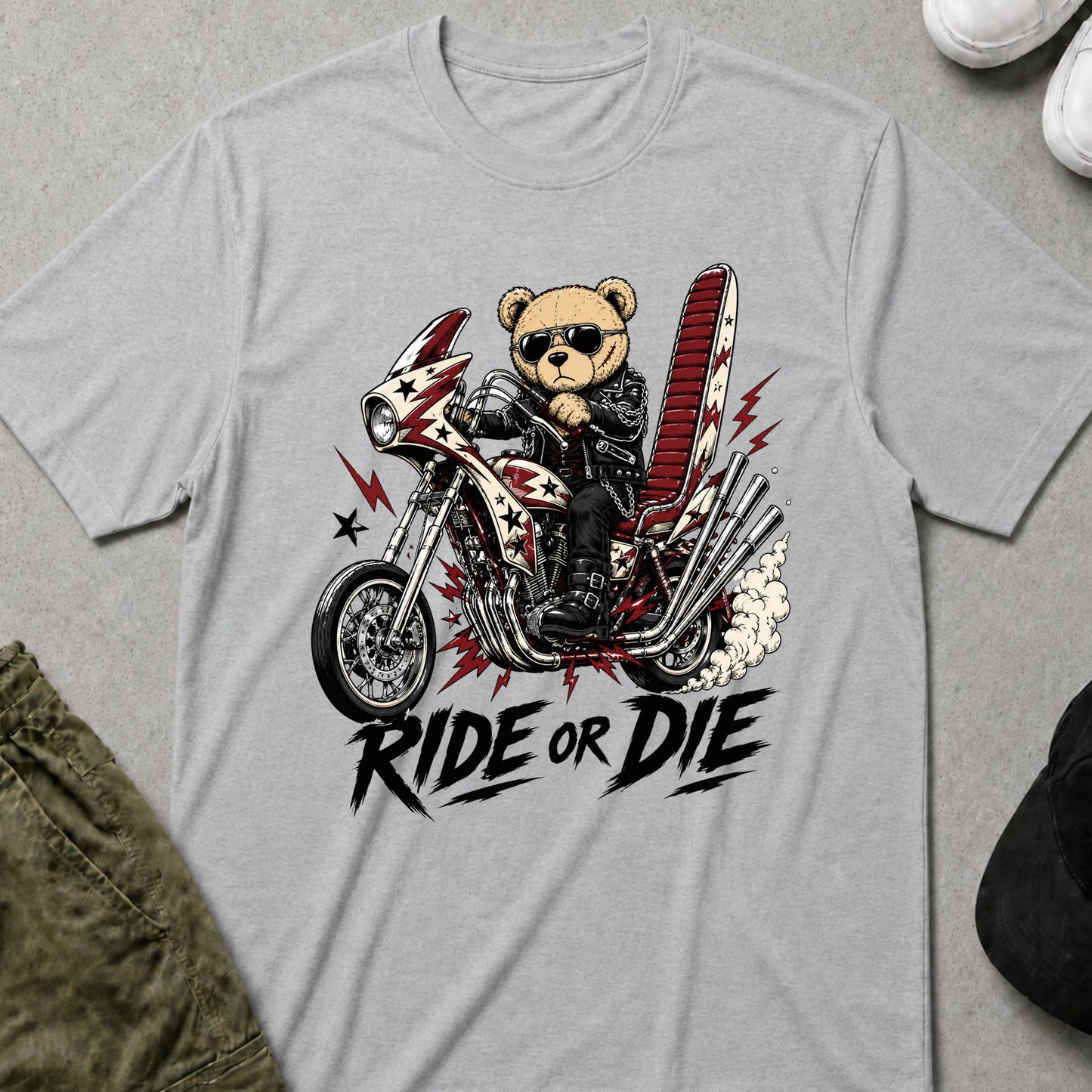 Cool Teds Teddy-Bear Cool Ride T-Shirt Sport Grey / S