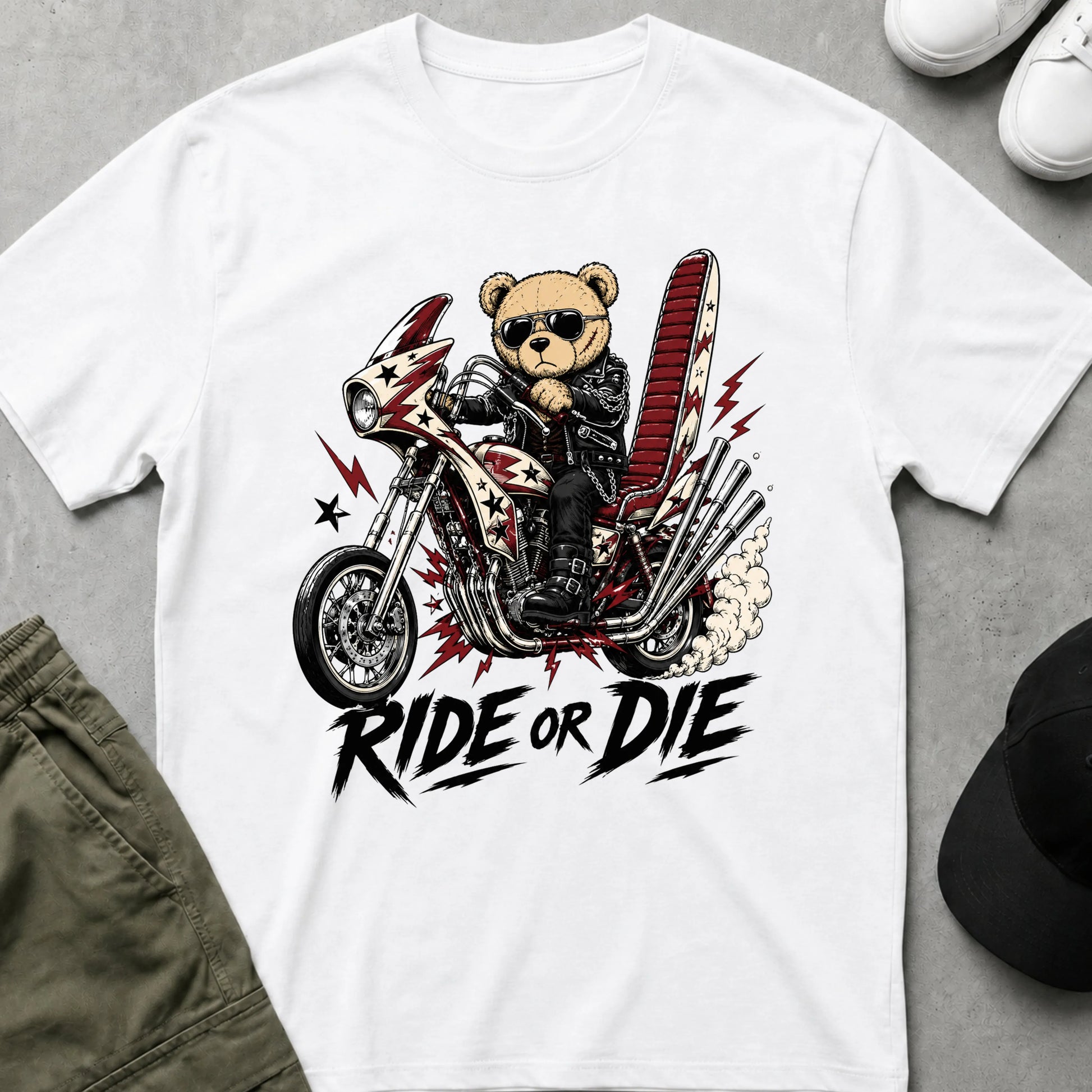Cool Teds Teddy-Bear Cool Ride T-Shirt White / S