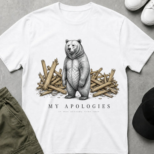 Cool Teds Teddy-Bear Apologies T-Shirt White / S
