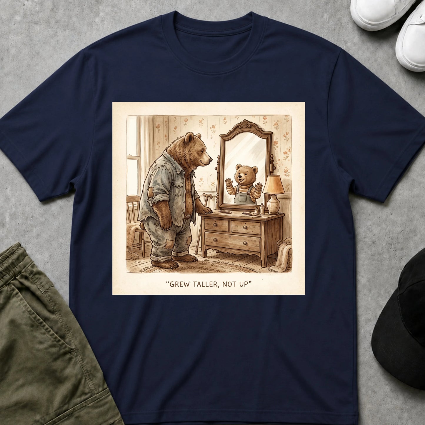 Cool Teds Teddy-Bear Grew Taller T-Shirt Navy / S