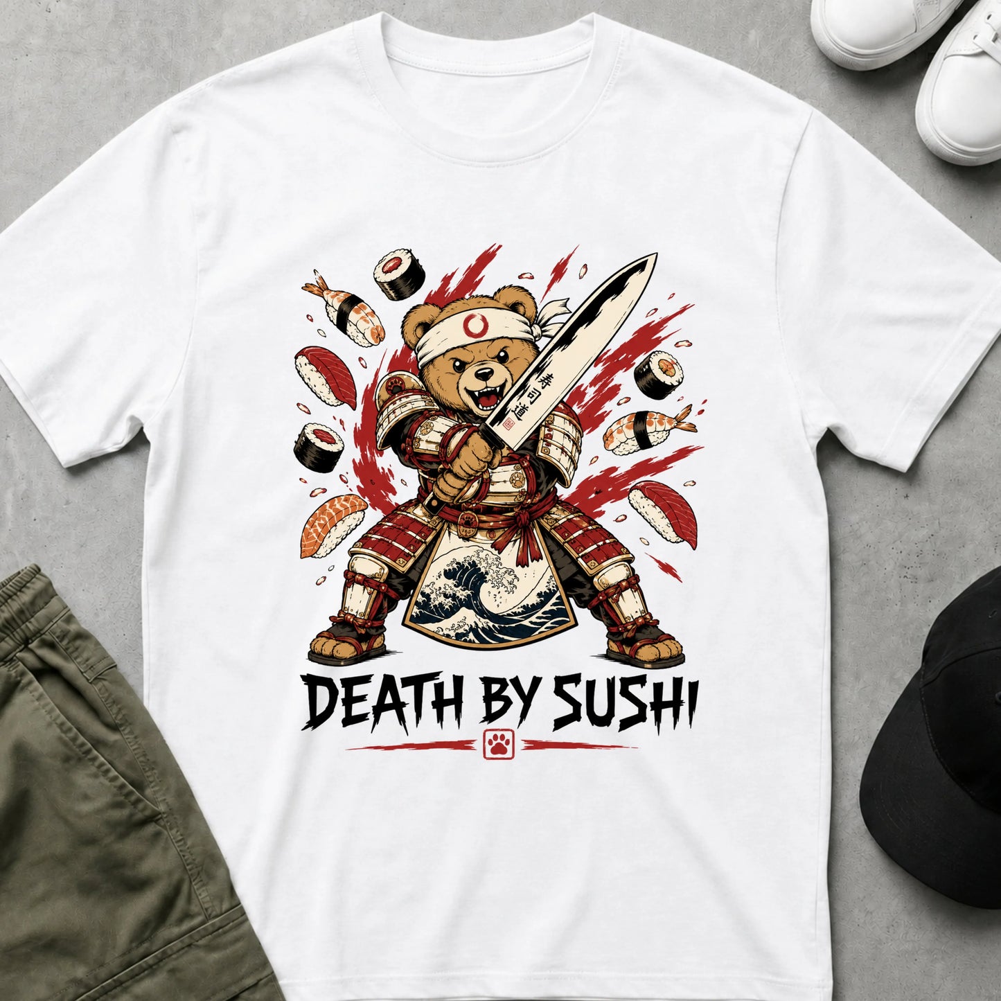 Cool Teds Teddy-Bear Sushi Bear T-Shirt White / S