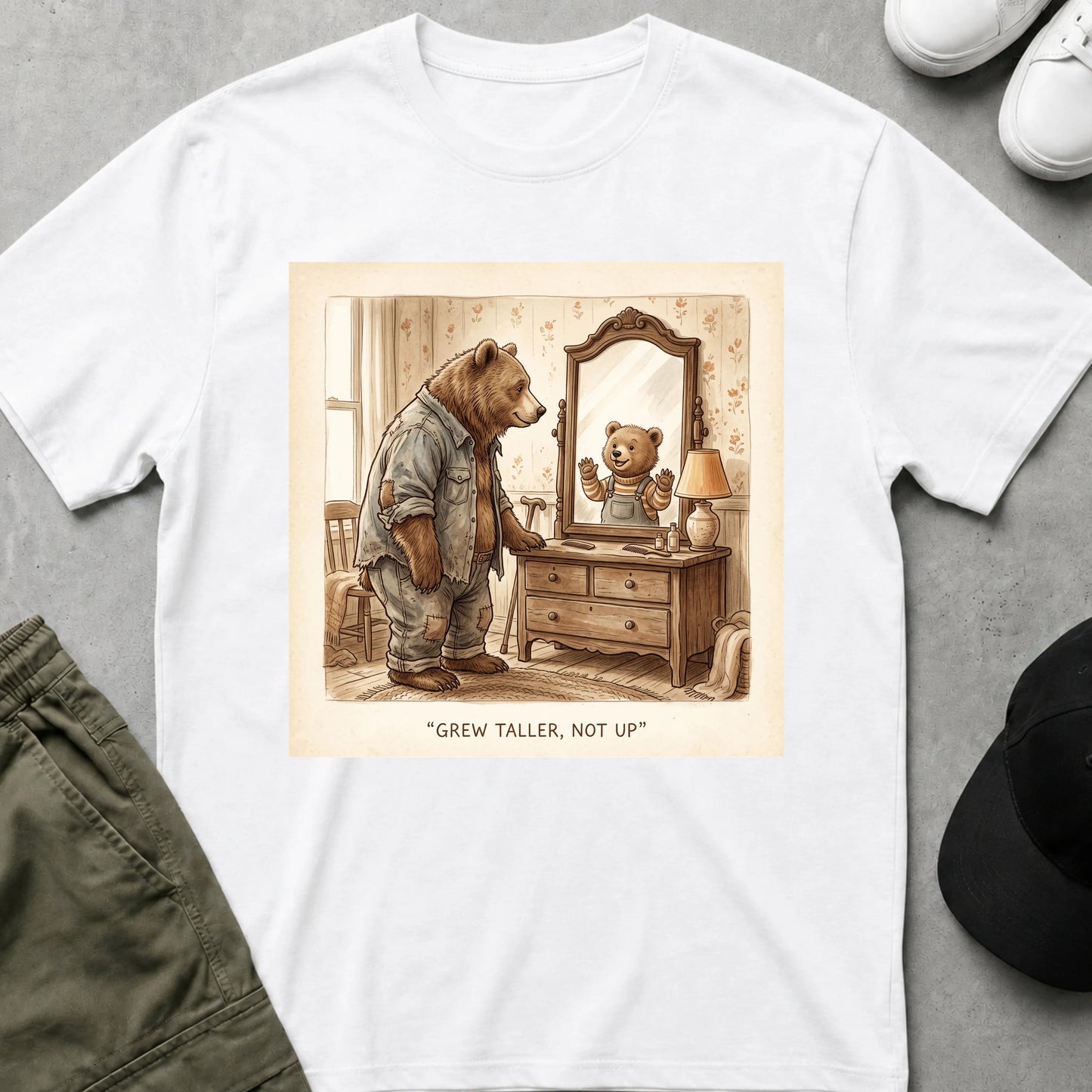 Cool Teds Teddy-Bear Grew Taller T-Shirt White / S