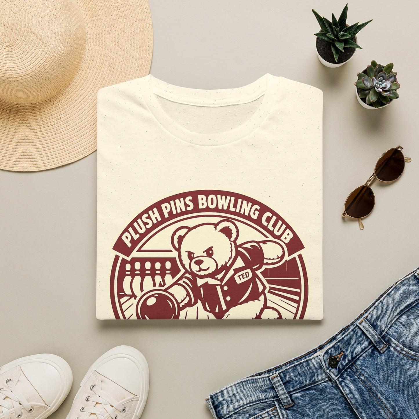 Cool Teds Teddy-Bear Bowling Club Bear T-Shirt Natural / S