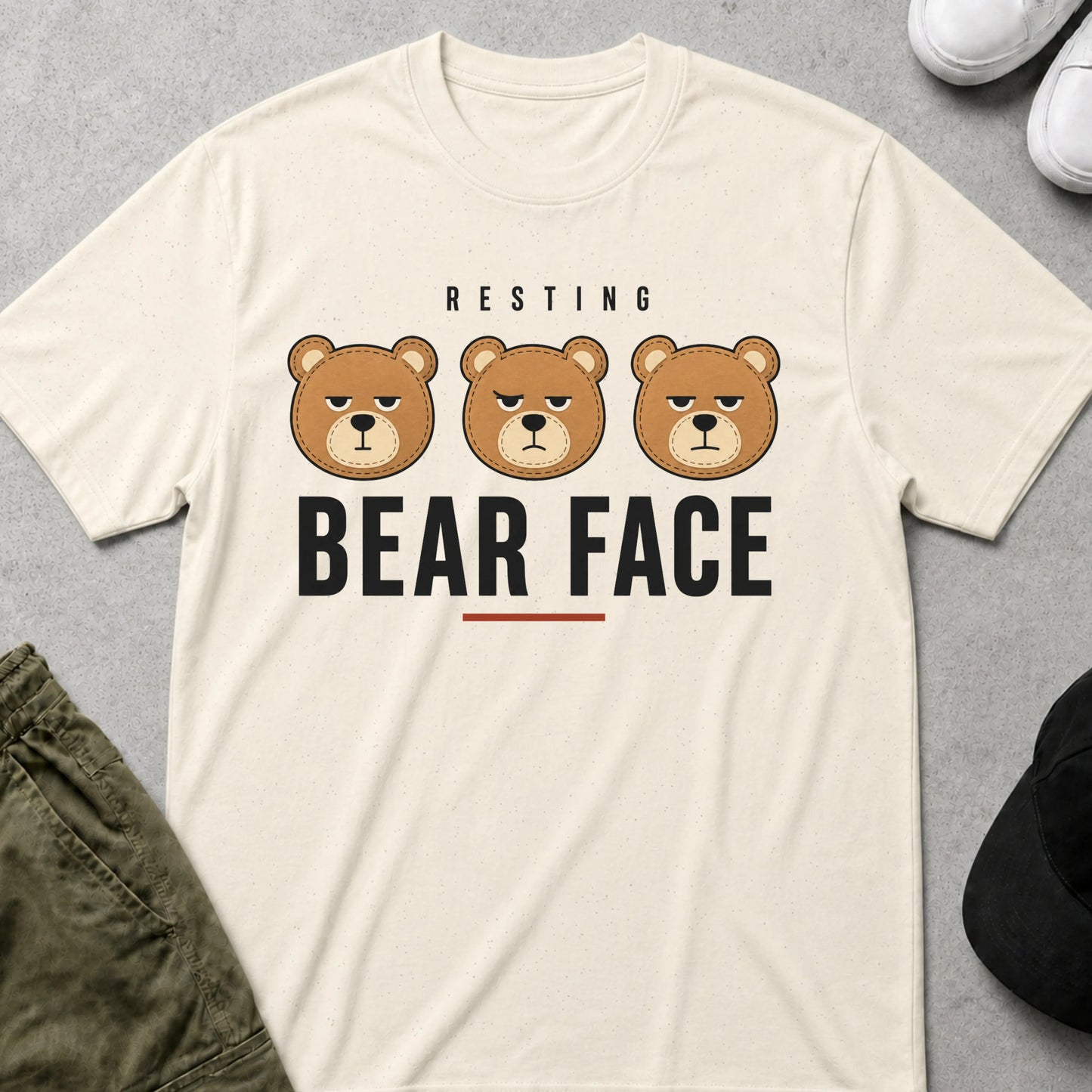 Resting Bear Face T-Shirt Natural