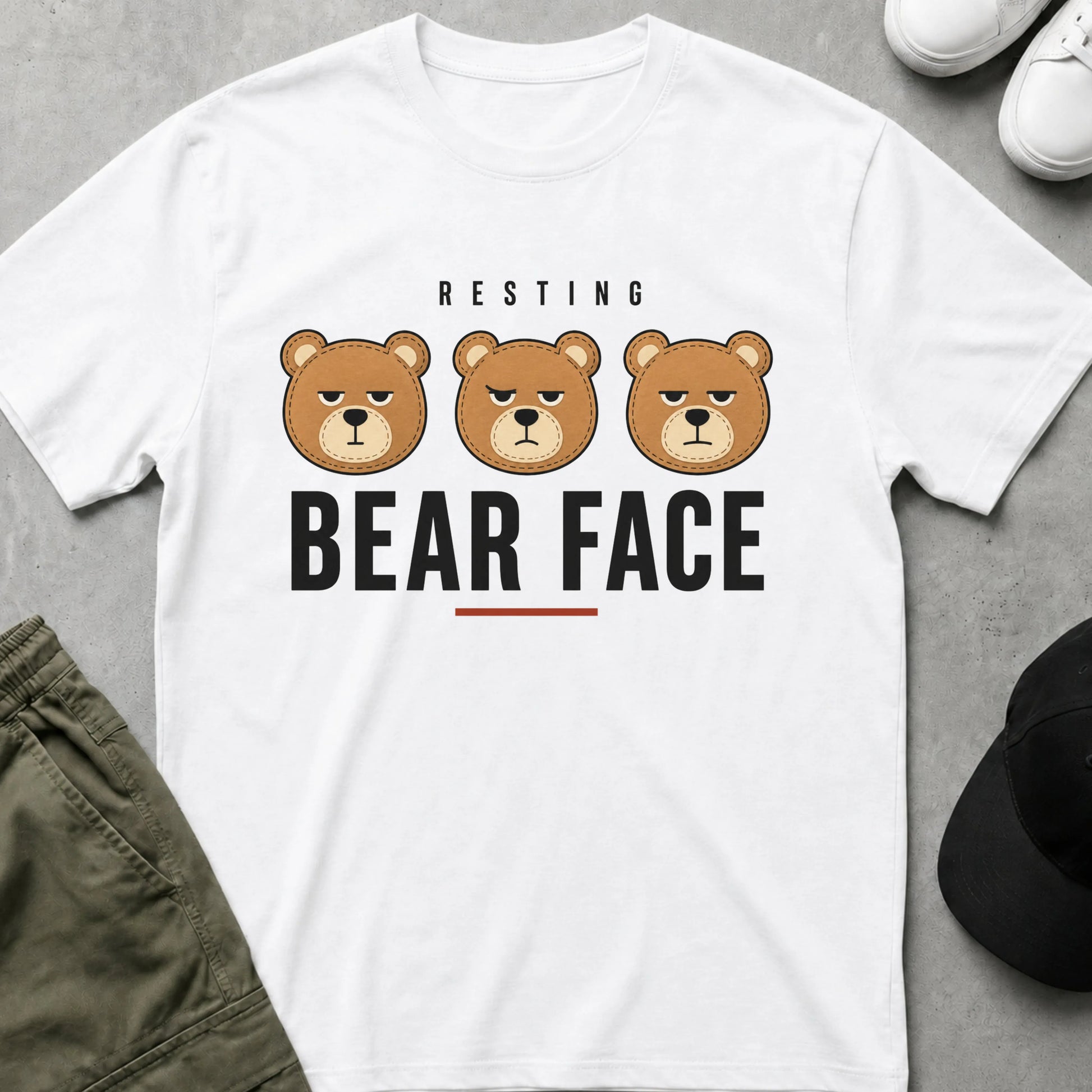 Resting Bear Face T-Shirt White