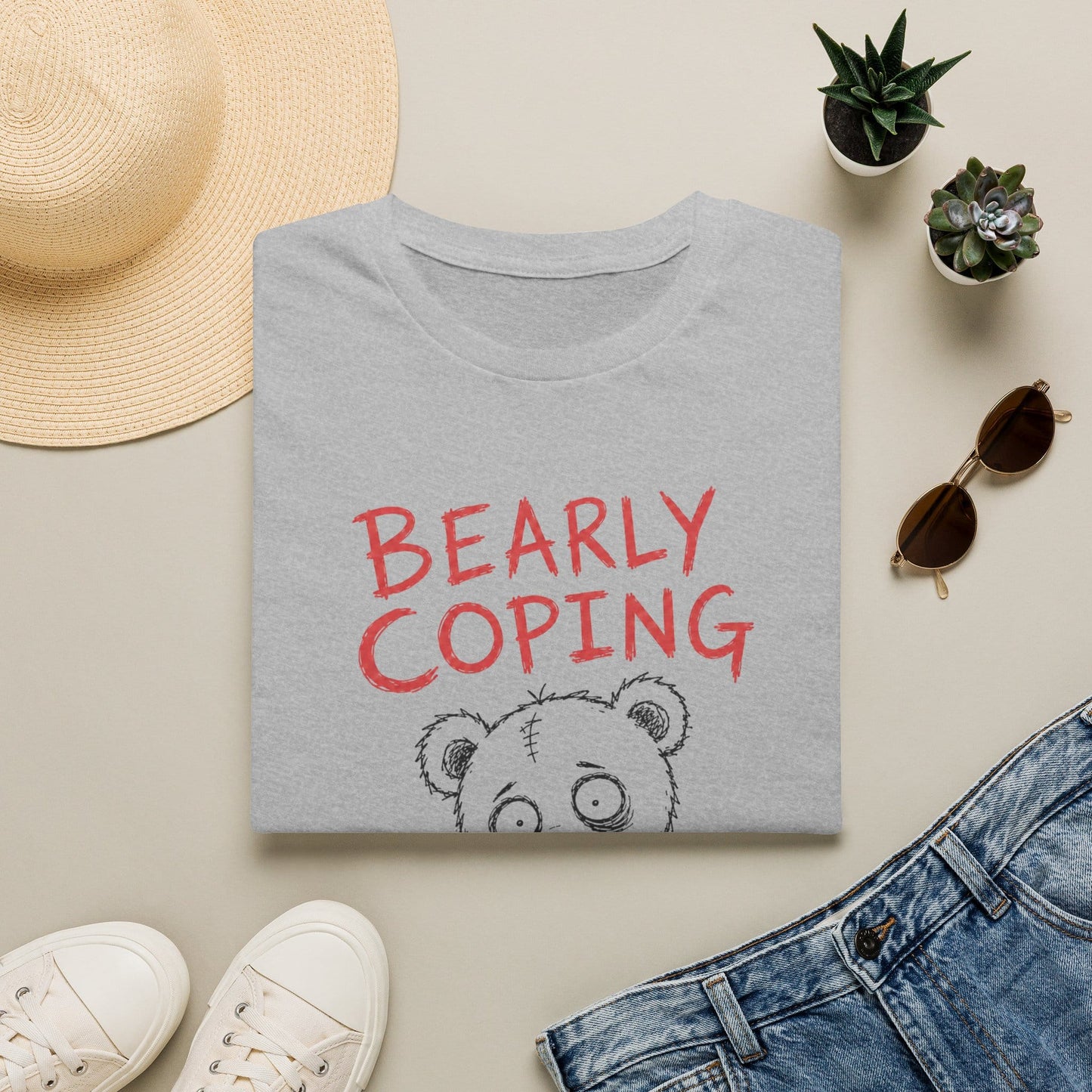 Printify Teddy-Bear Caffeine or Tears T-Shirt Sport Grey / S
