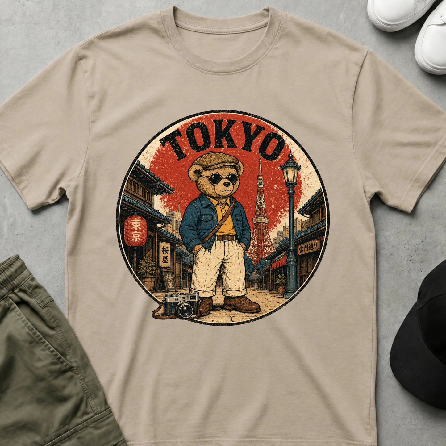 Cool Teds Teddy-Bear Tokyo Tourist T-Shirt Sand / S