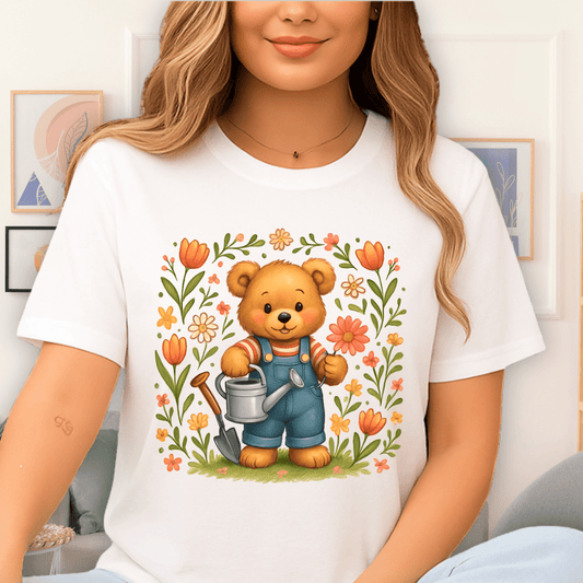 Cool Teds Teddy-Bear Happy Gardener T-Shirt White / S