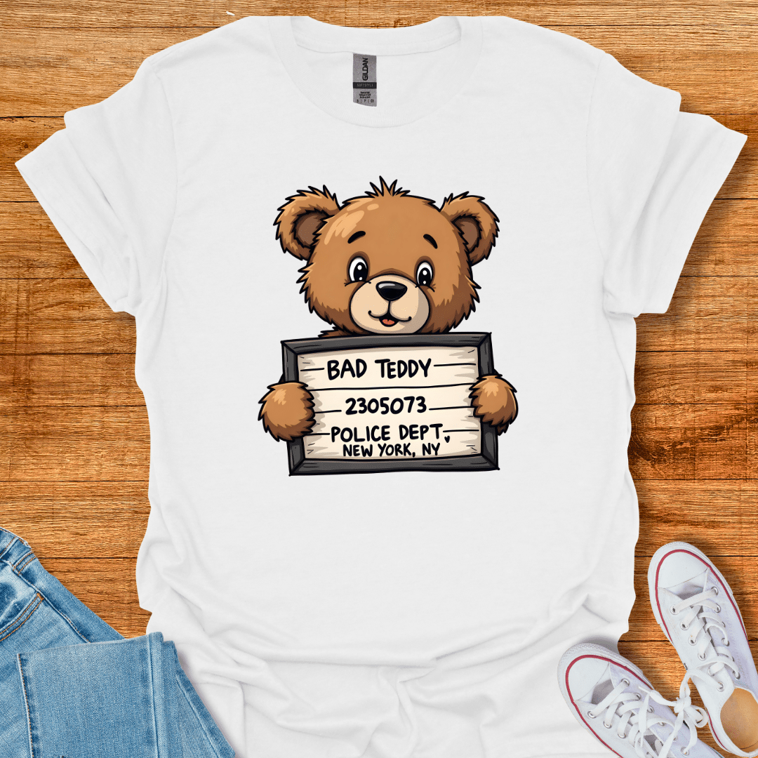 Cool Teds Teddy-Bear Jailhouse Bear T-Shirt White / S