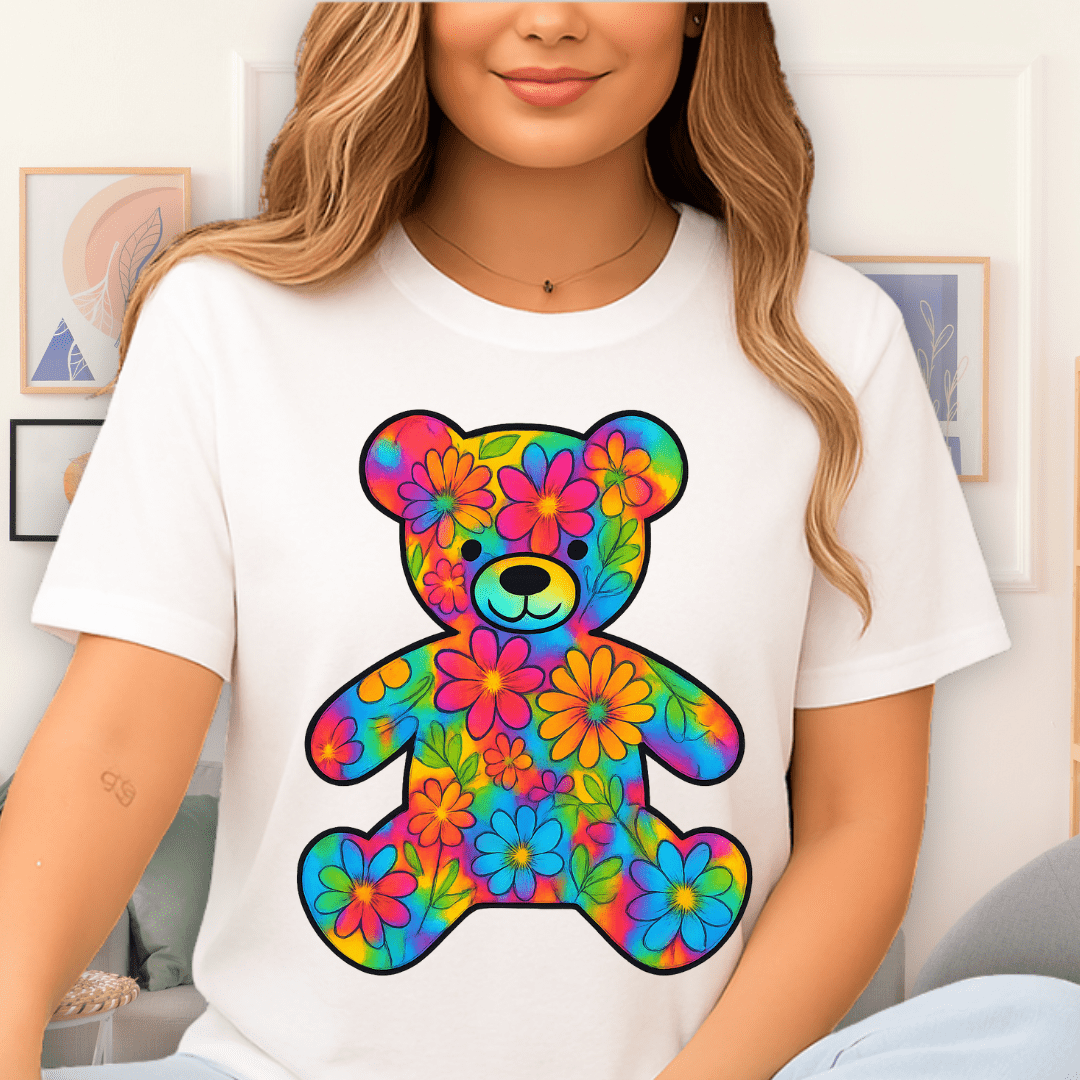 Cool Teds Teddy-Bear Flowery Friend T-Shirt White / S