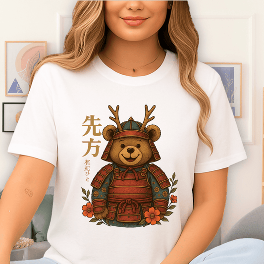 Cool Teds Teddy-Bear Samurai Sid T-Shirt White / S