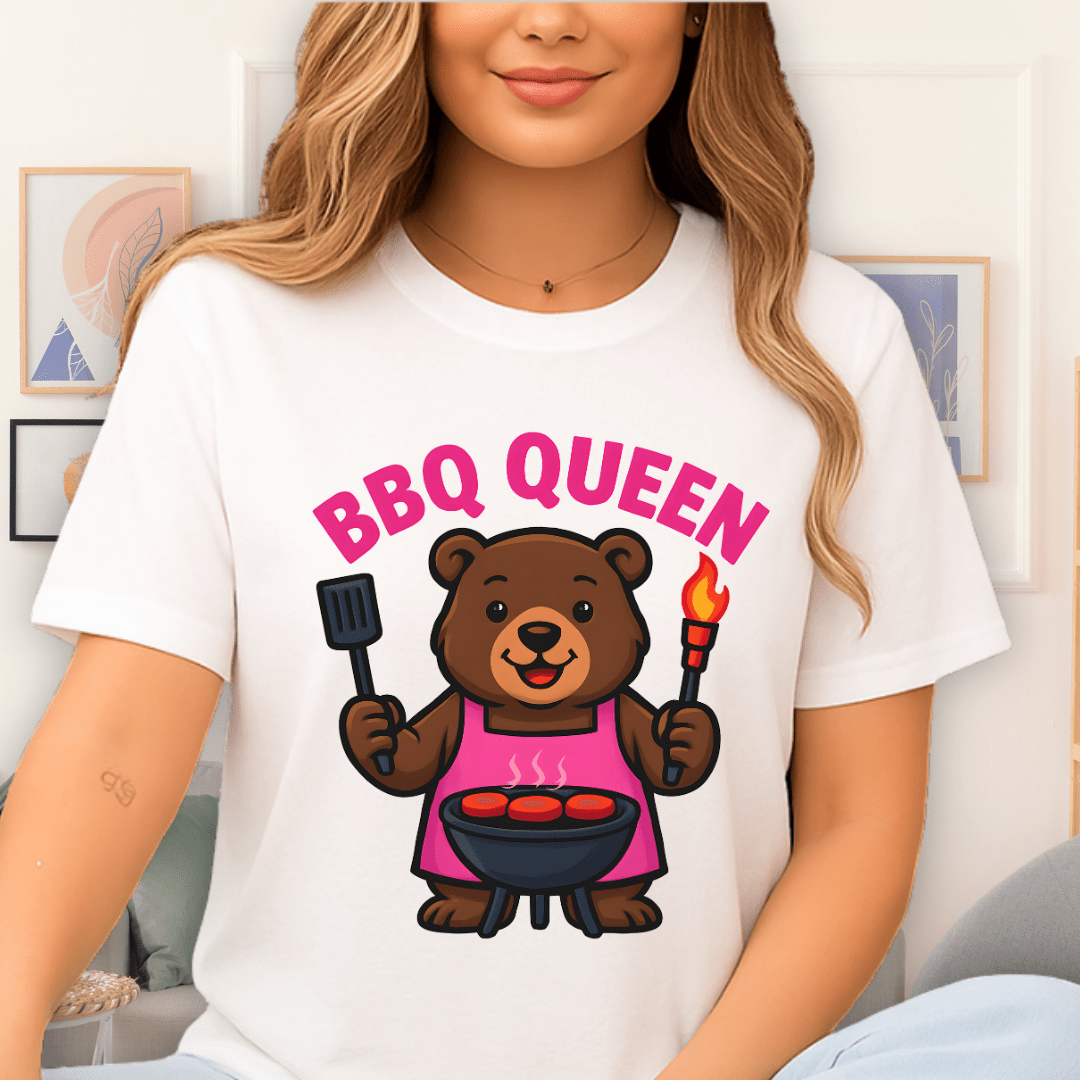 Cool Teds Teddy-Bear BBQ Queen T-Shirt White / S