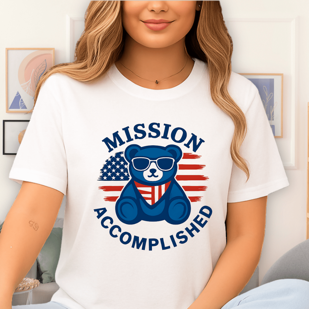 Cool Teds Teddy-Bear Mission Accomplished T-Shirt White / S