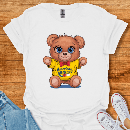 Printify Teddy-Bear American All-Star T-Shirt White / S