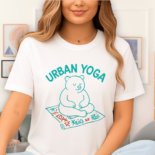 Cool Teds Teddy-Bear Urban Yoga T-Shirt White / S