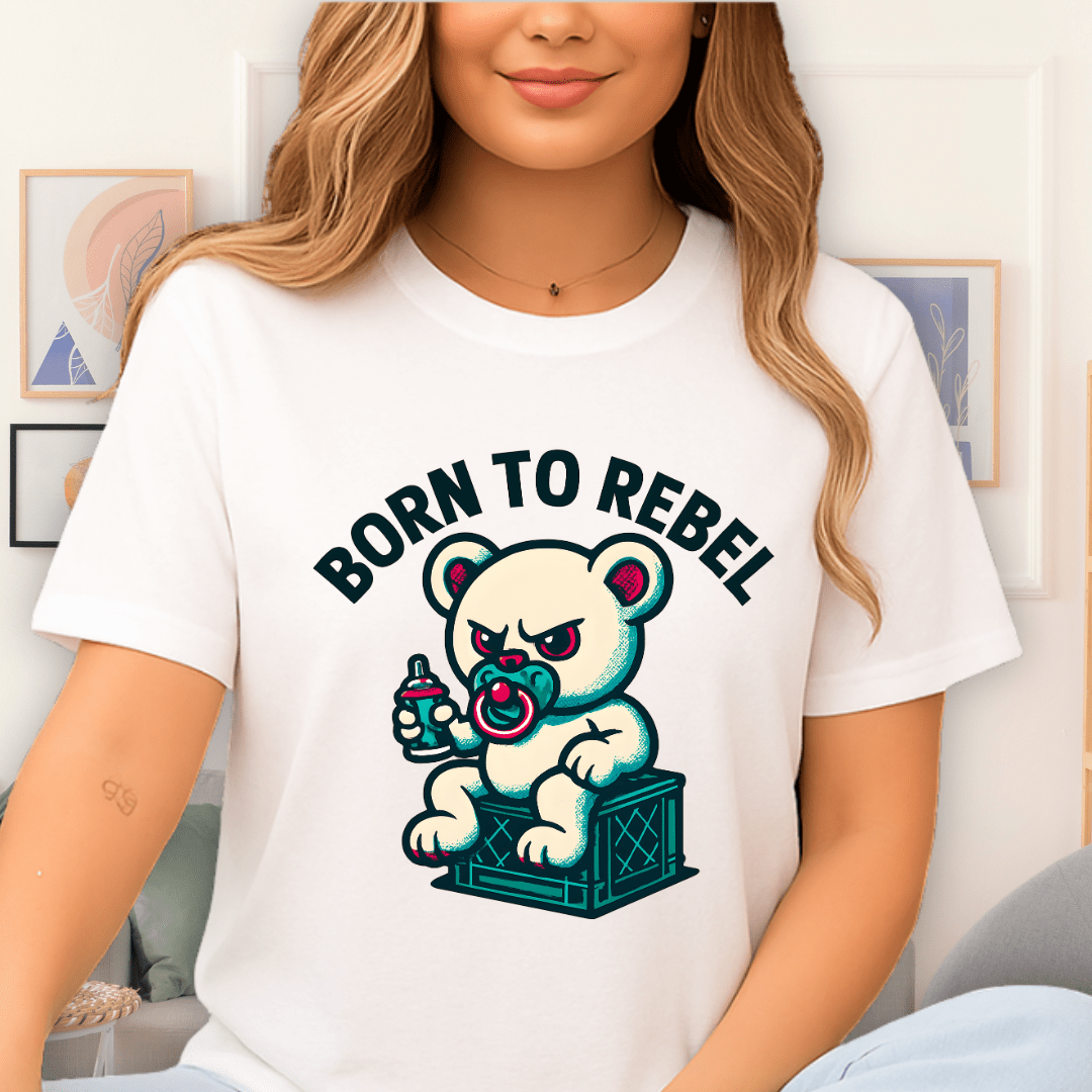 Cool Teds Teddy-Bear Born Rebel T-Shirt White / S