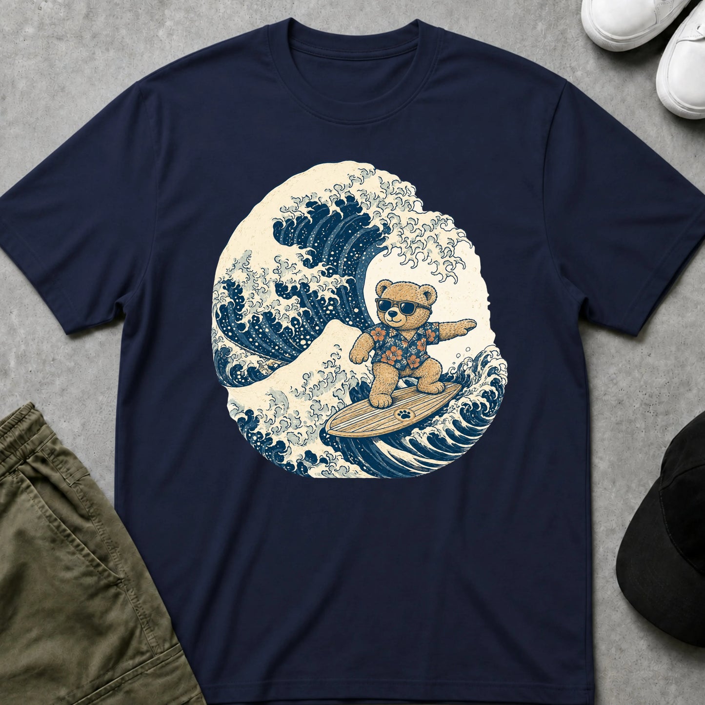 Cool Teds Teddy-Bear Surfer Dude T-Shirt Navy / S