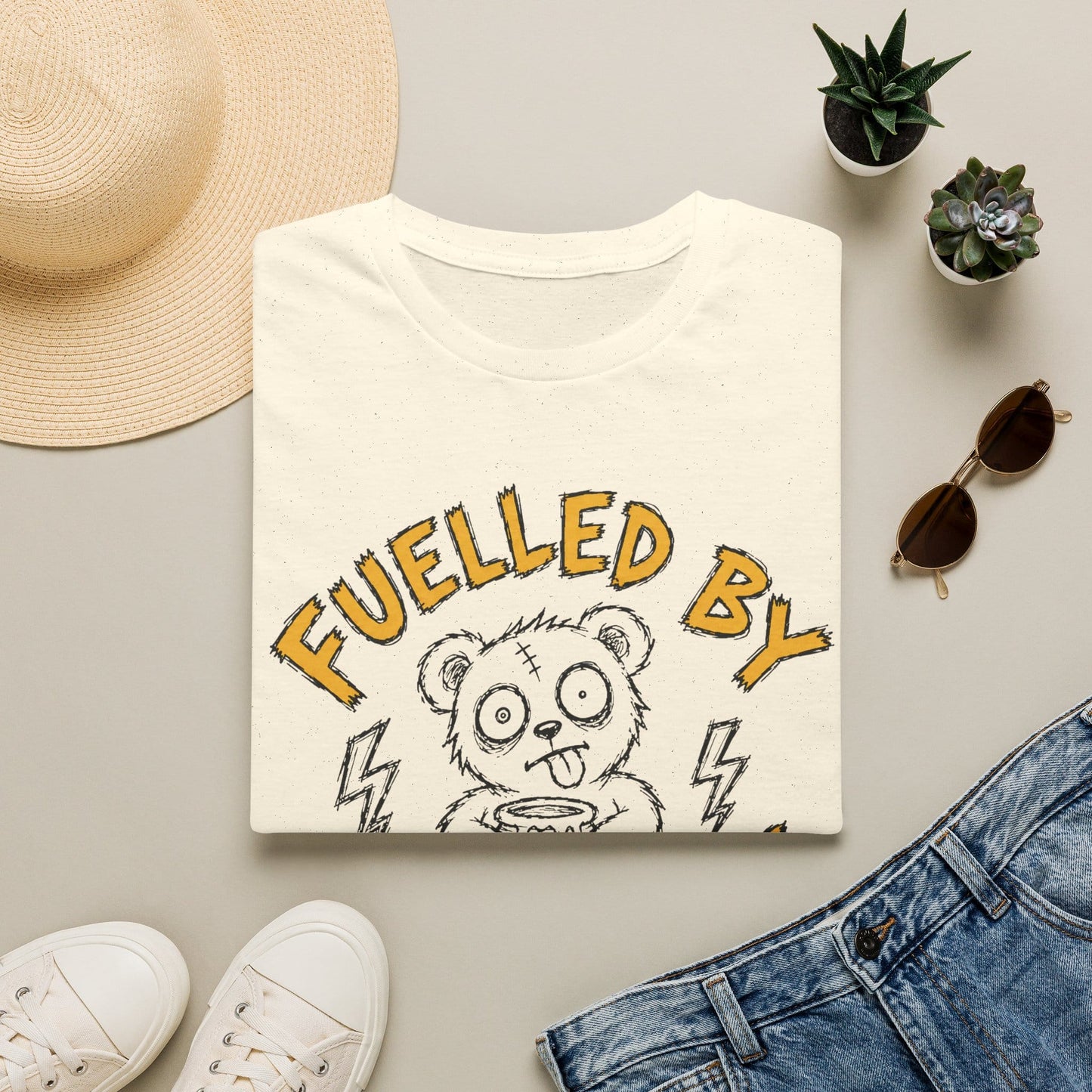 Printify Teddy-Bear Fueled T-Shirt Natural / S