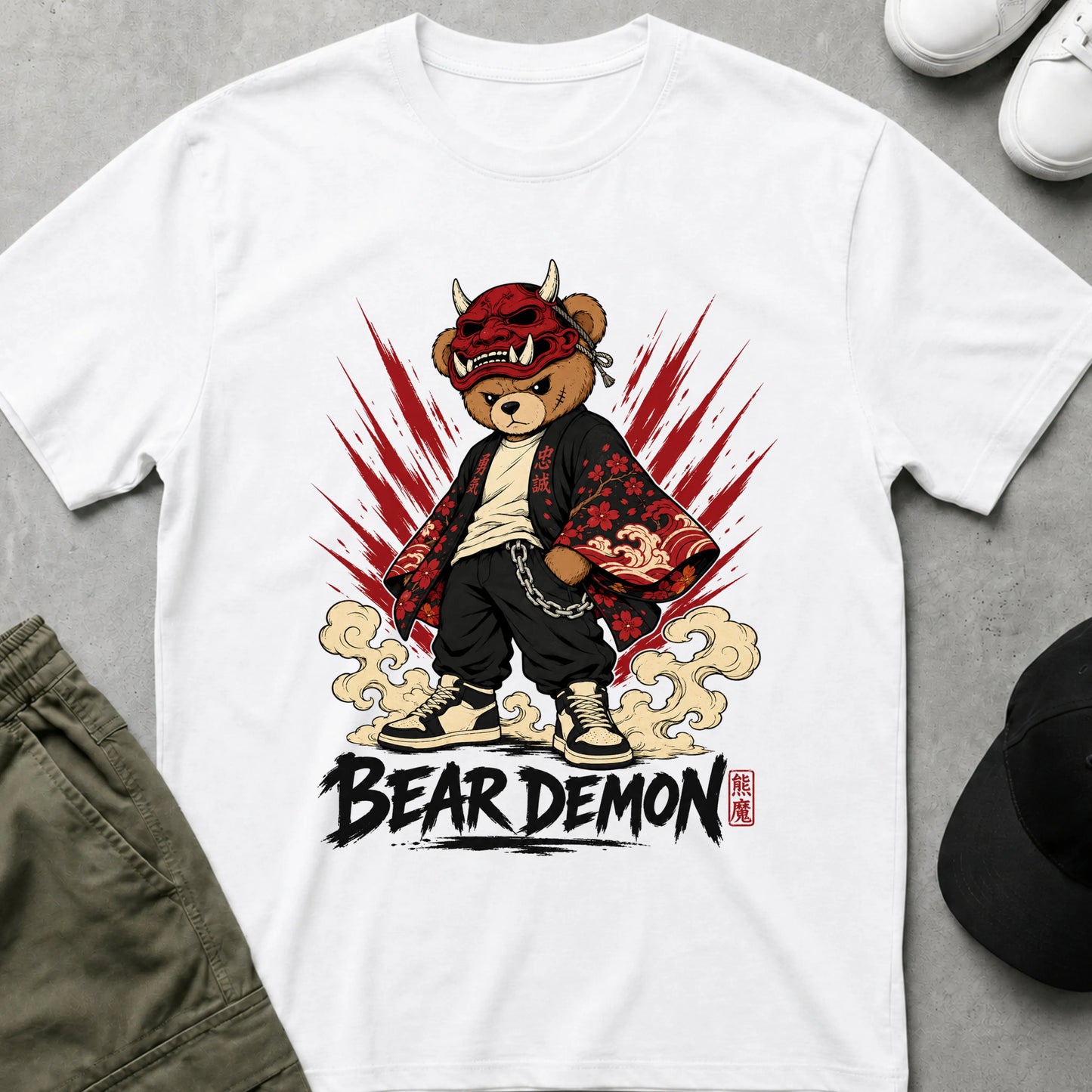Cool Teds Teddy-Bear Demon Bear T-Shirt White / S