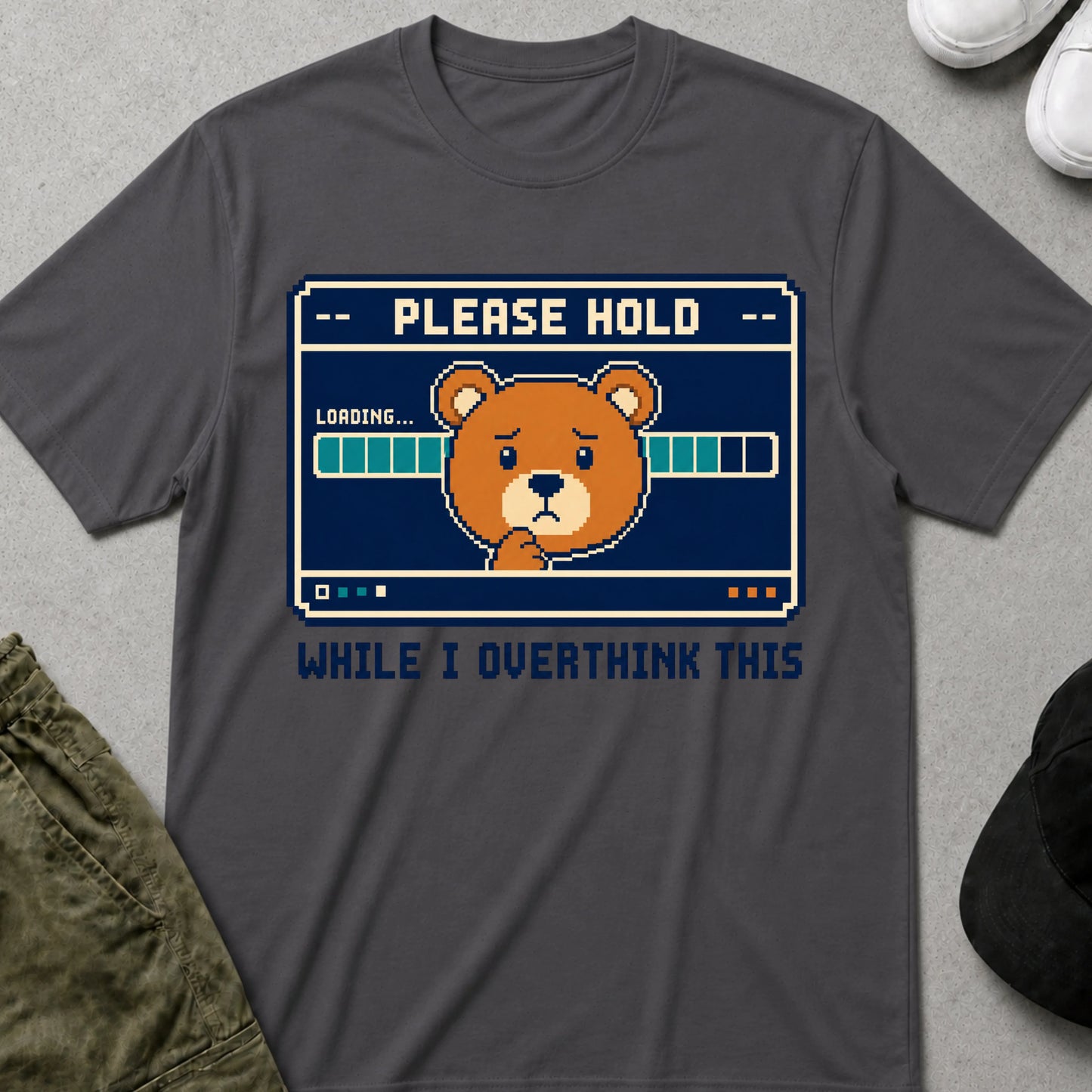 Please Hold T-Shirt Charcoal