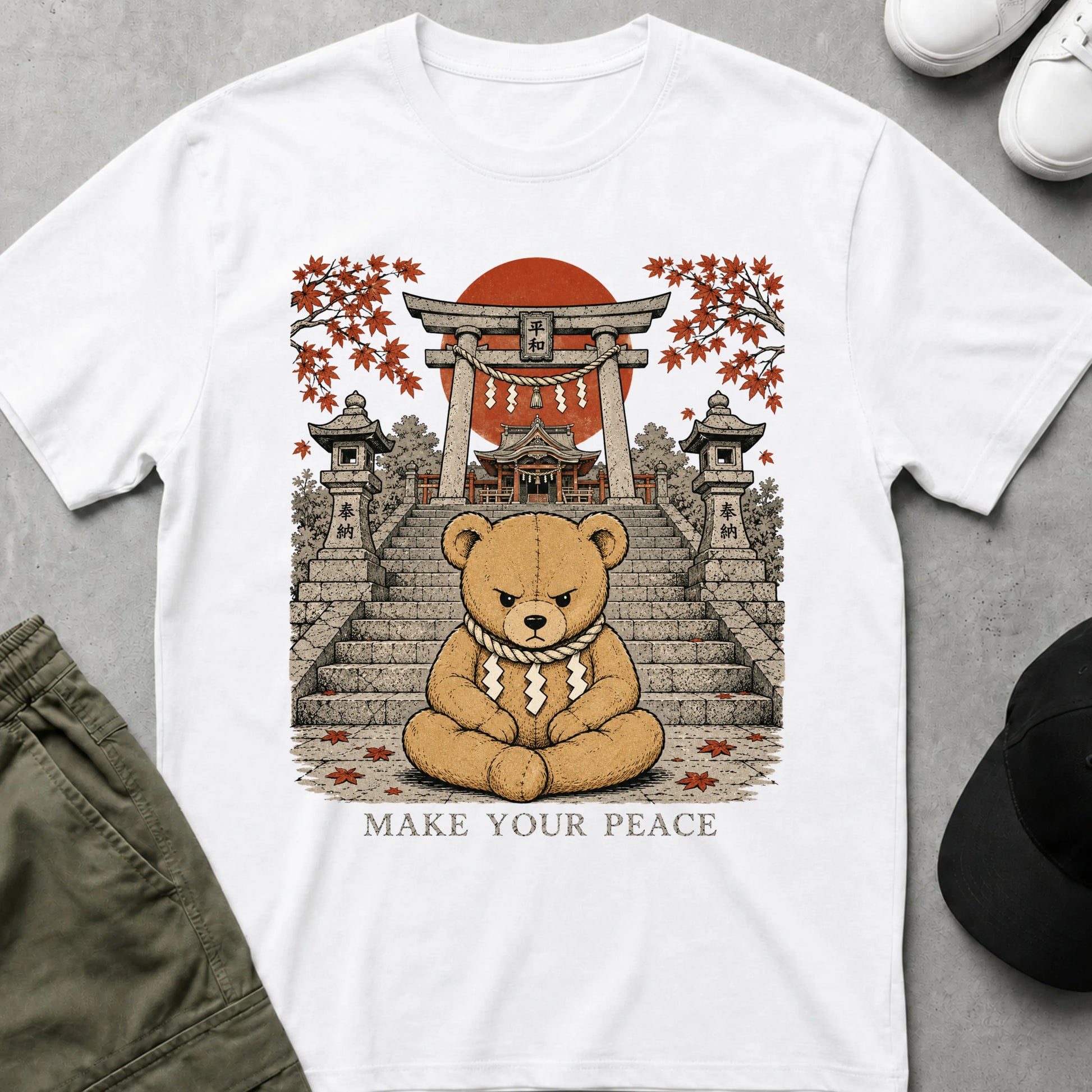 Cool Teds Teddy-Bear Make Your Peace T-Shirt White / S