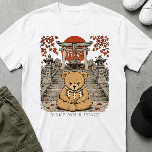 Cool Teds Teddy-Bear Make Your Peace T-Shirt White / S