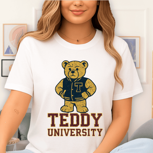 Cool Teds Teddy-Bear Varsity Bear T-Shirt White / S