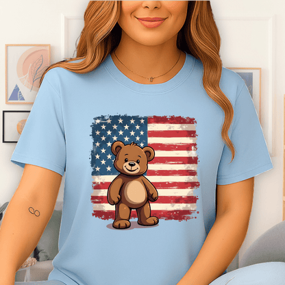Patriot Bear T-Shirt Light Blue