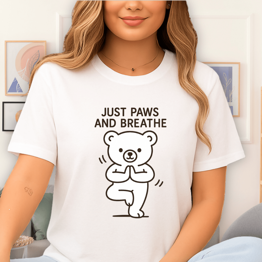 Cool Teds Teddy-Bear Yoga Chill T-Shirt White / S
