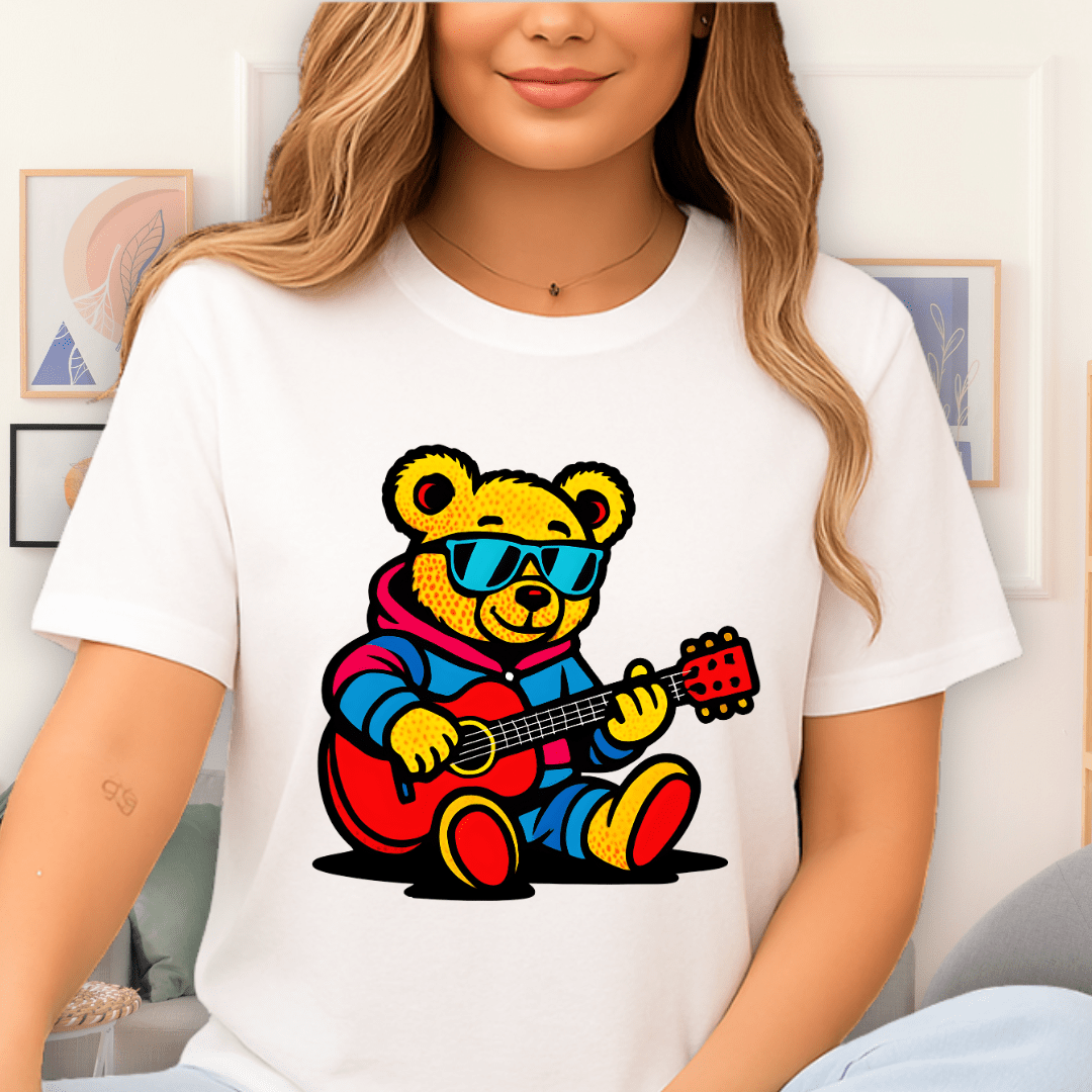 Cool Teds Teddy-Bear Rock Star T-Shirt White / S