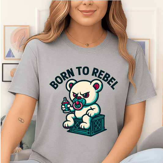 Cool Teds Teddy-Bear Born Rebel T-Shirt Sport Grey / S