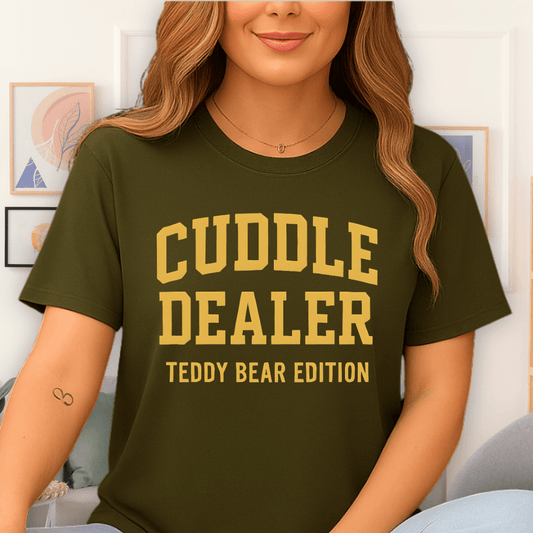 Printify Teddy-Bear Cuddle Dealer T-Shirt Military Green / S