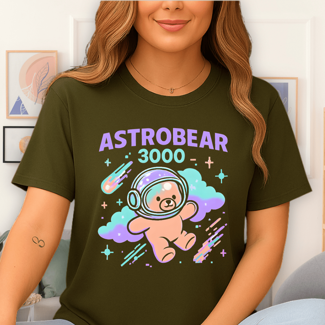 Cool Teds Teddy-Bear Astrobear T-Shirt Military Green / S