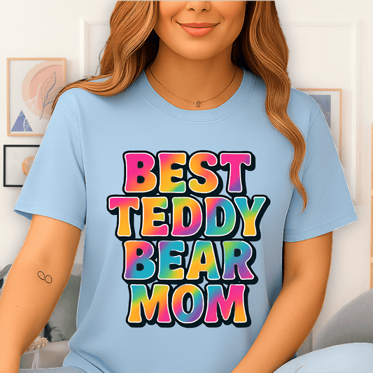 Cool Teds Teddy-Bear Modest Mom T-Shirt Light Blue / S