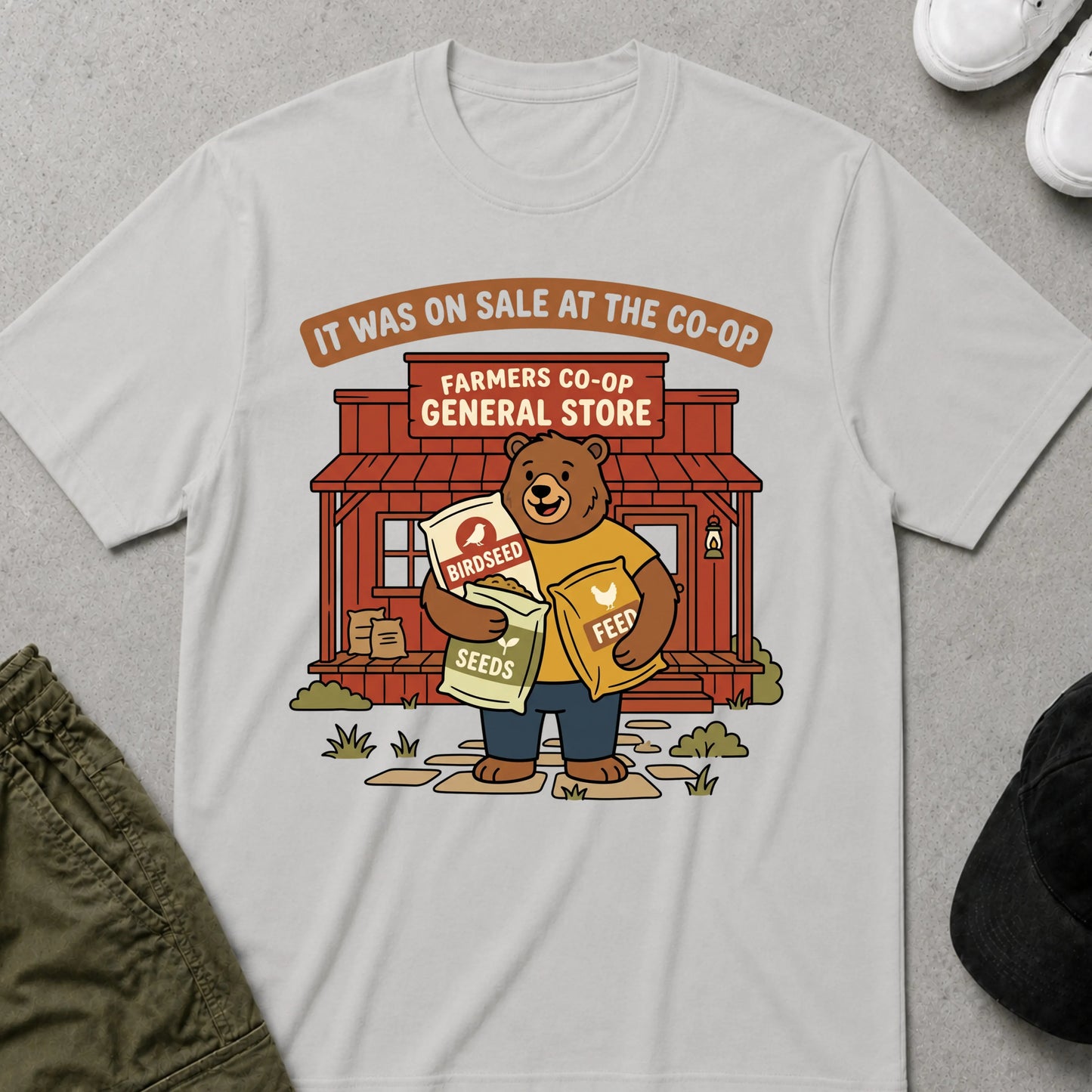 Cool Teds Teddy-Bear Farmers Shop T-Shirt Ice Grey / S