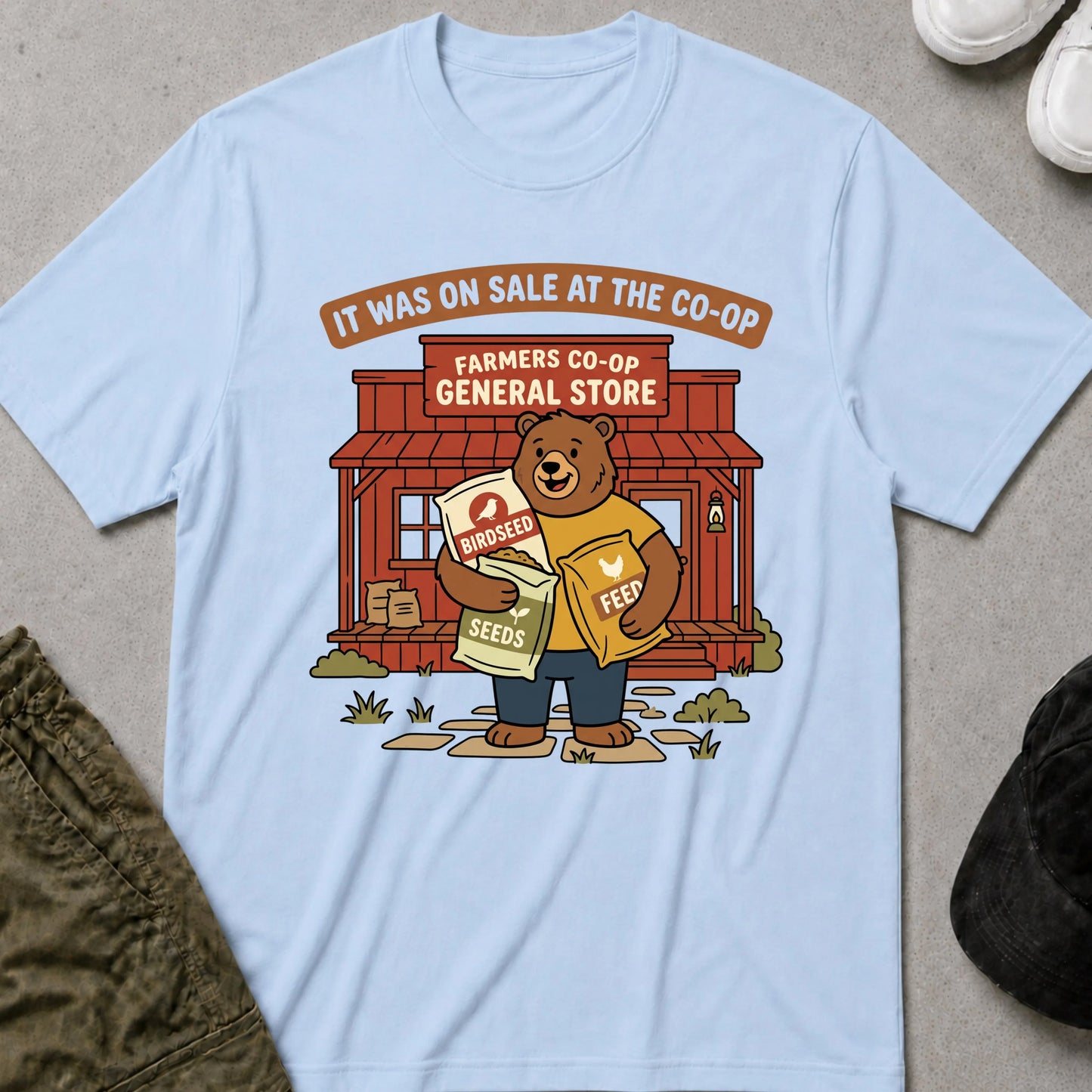 Cool Teds Teddy-Bear Farmers Shop T-Shirt Light Blue / S
