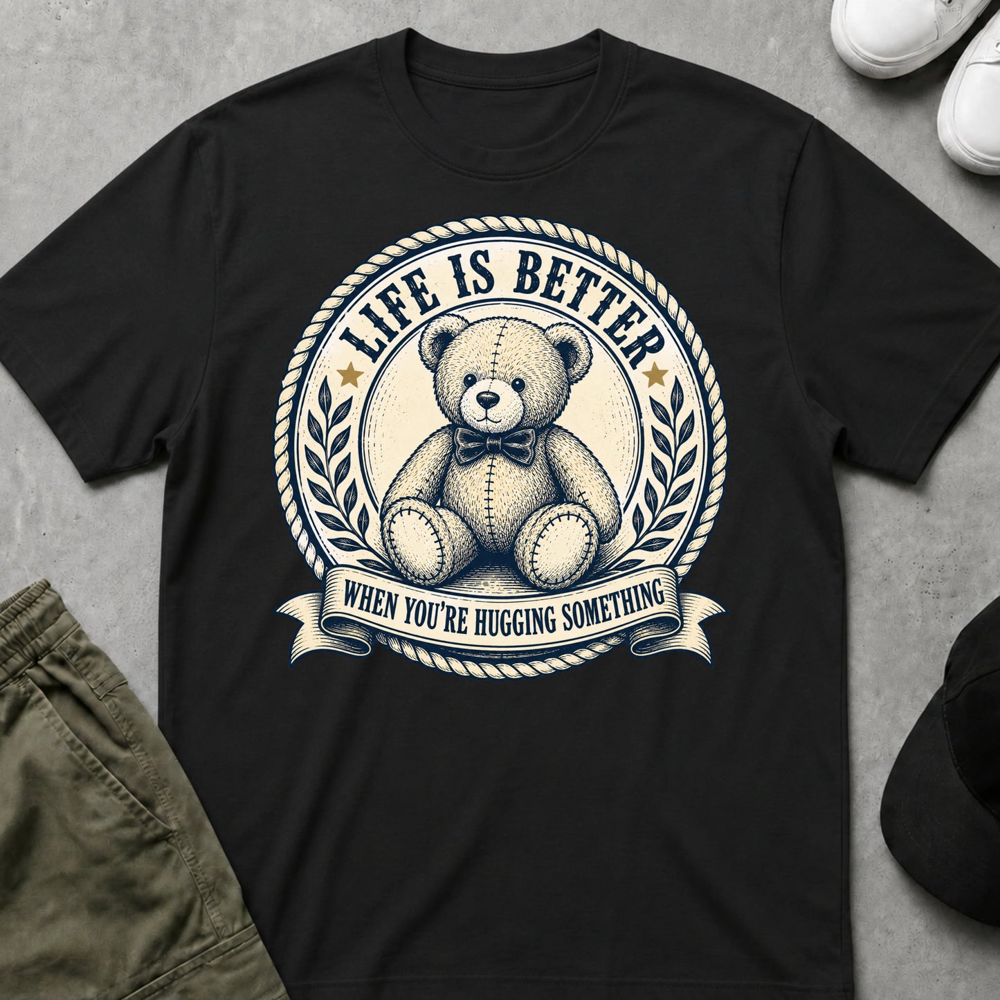 Hugging Life T-Shirt Black