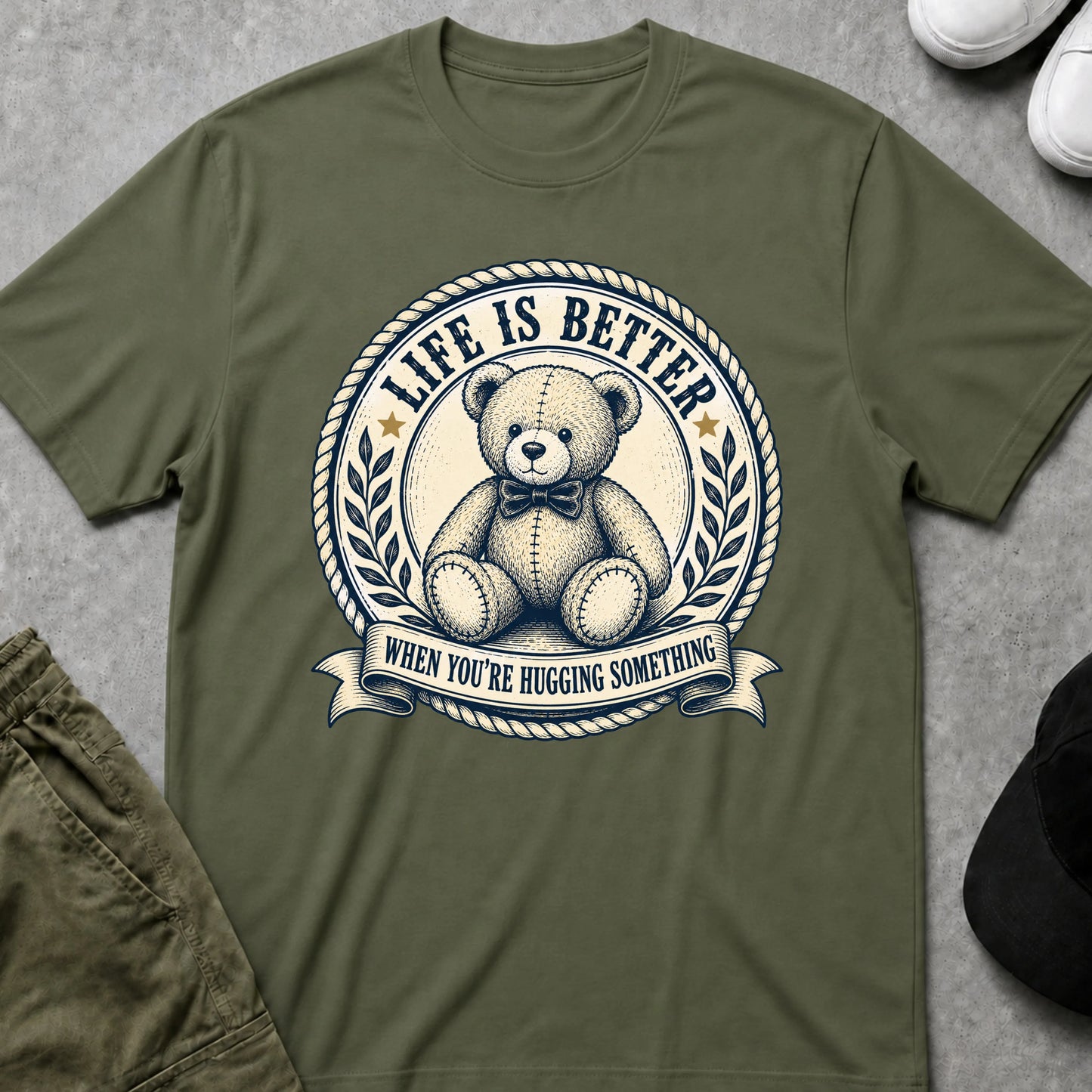 Hugging Life T-Shirt Military Green