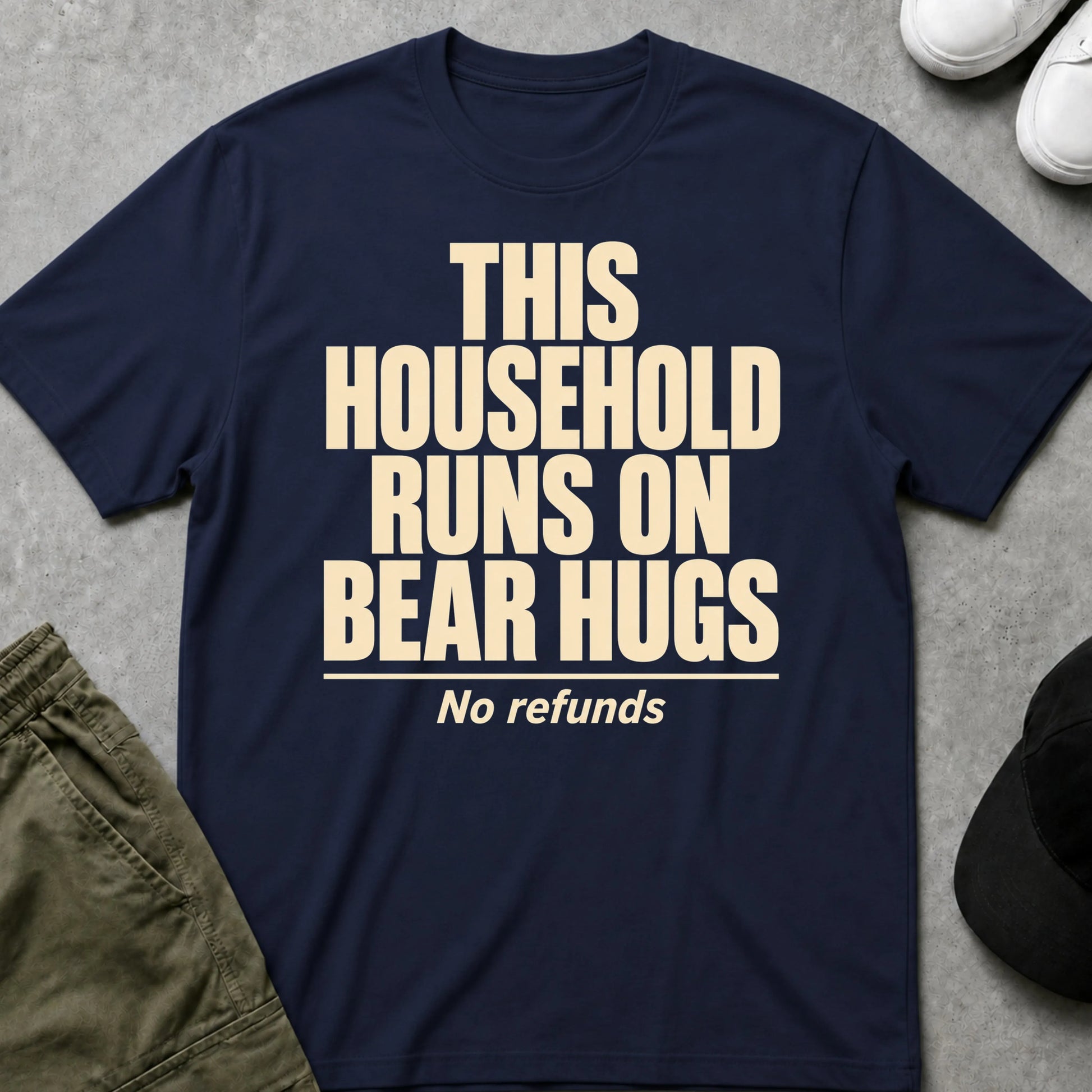 Cool Teds Teddy-Bear Runs on Bear Hugs T-Shirt Navy / S