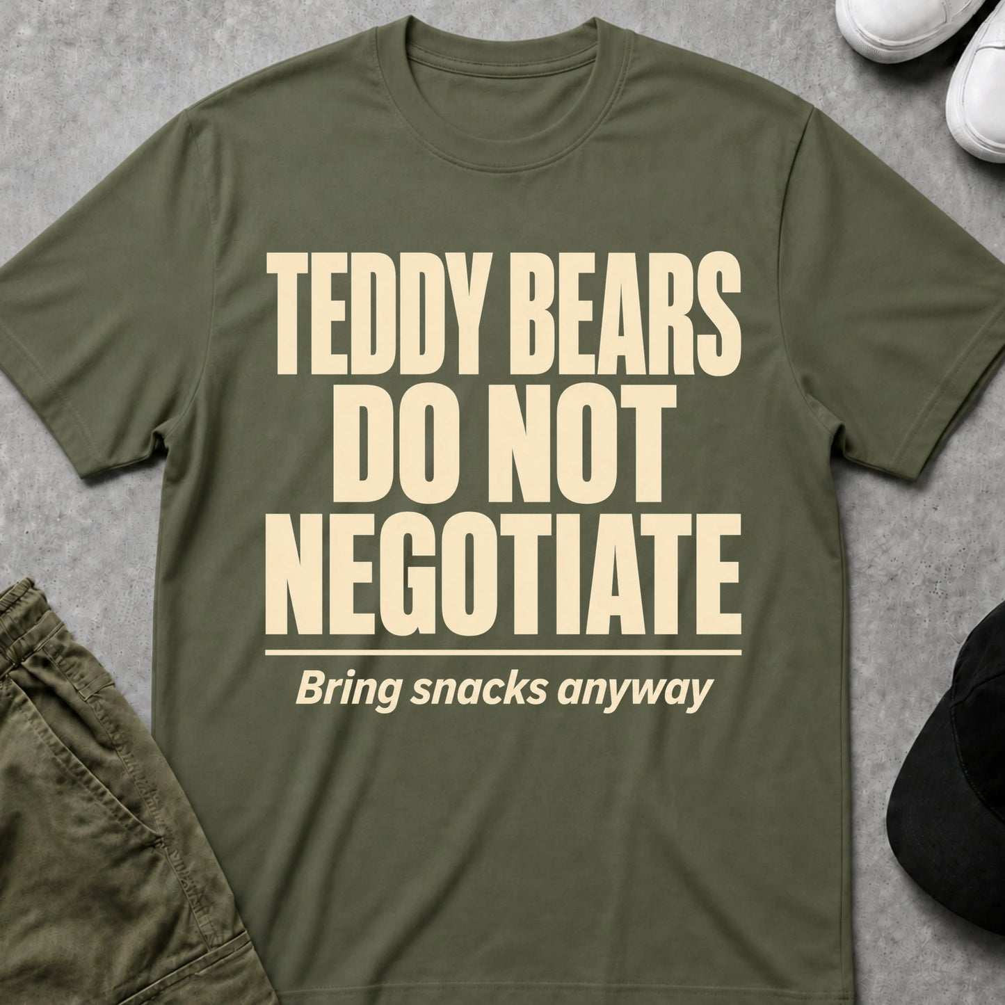 Cool Teds Teddy-Bear Do Not Negotiate T-Shirt Military Green / S