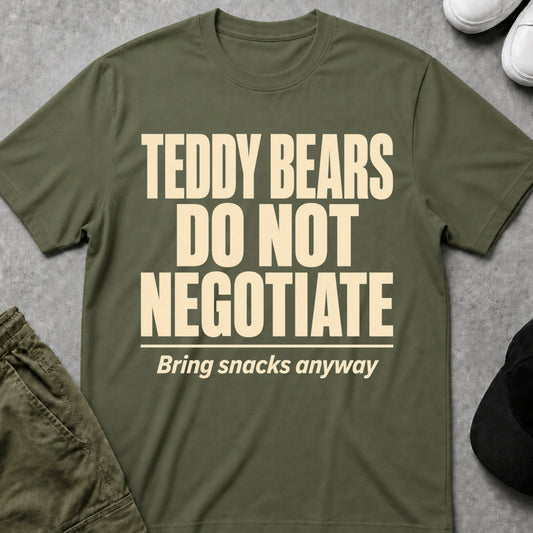 Cool Teds Teddy-Bear Do Not Negotiate T-Shirt Military Green / S