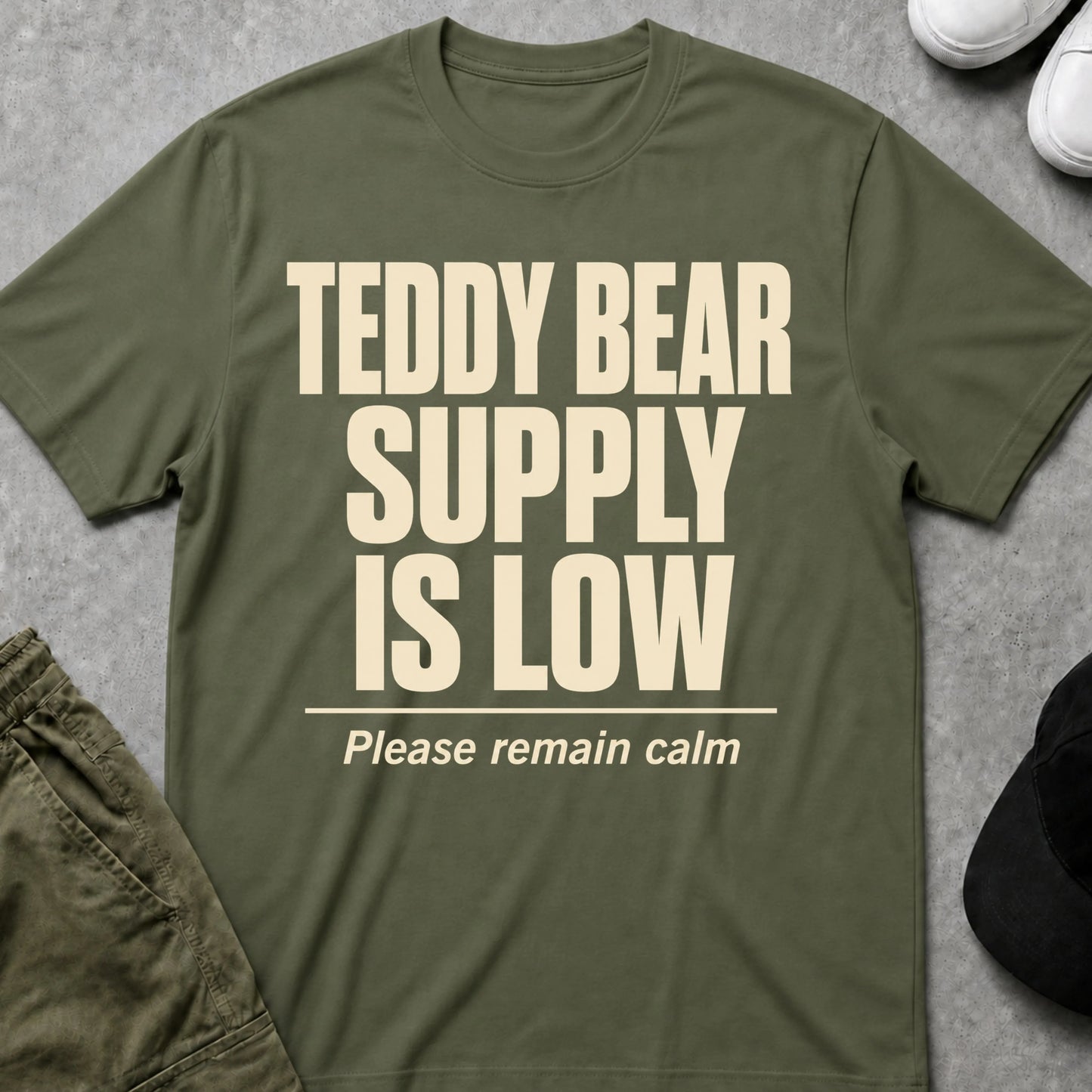 Cool Teds Teddy-Bear Low Supply T-Shirt Military Green / S