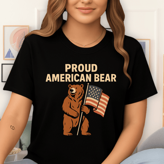 Cool Teds Teddy-Bear Proud American T-Shirt Black / S