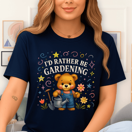 Cool Teds Teddy-Bear Rather be Gardening T-Shirt Navy / S
