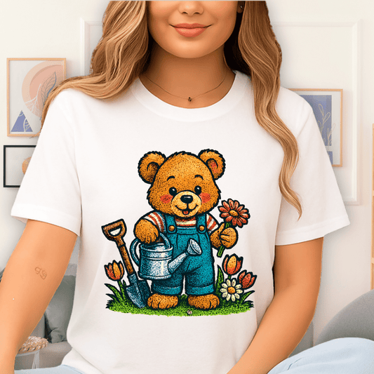 Cool Teds Teddy-Bear Gardening Fun T-Shirt White / S