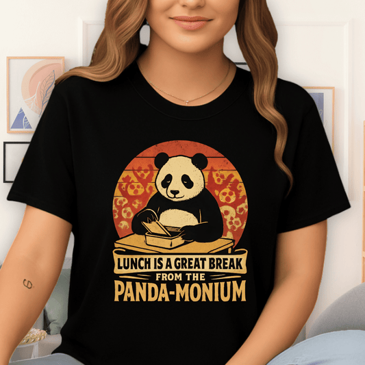 Cool Teds Teddy-Bear Panda Lunch T-Shirt Black / S