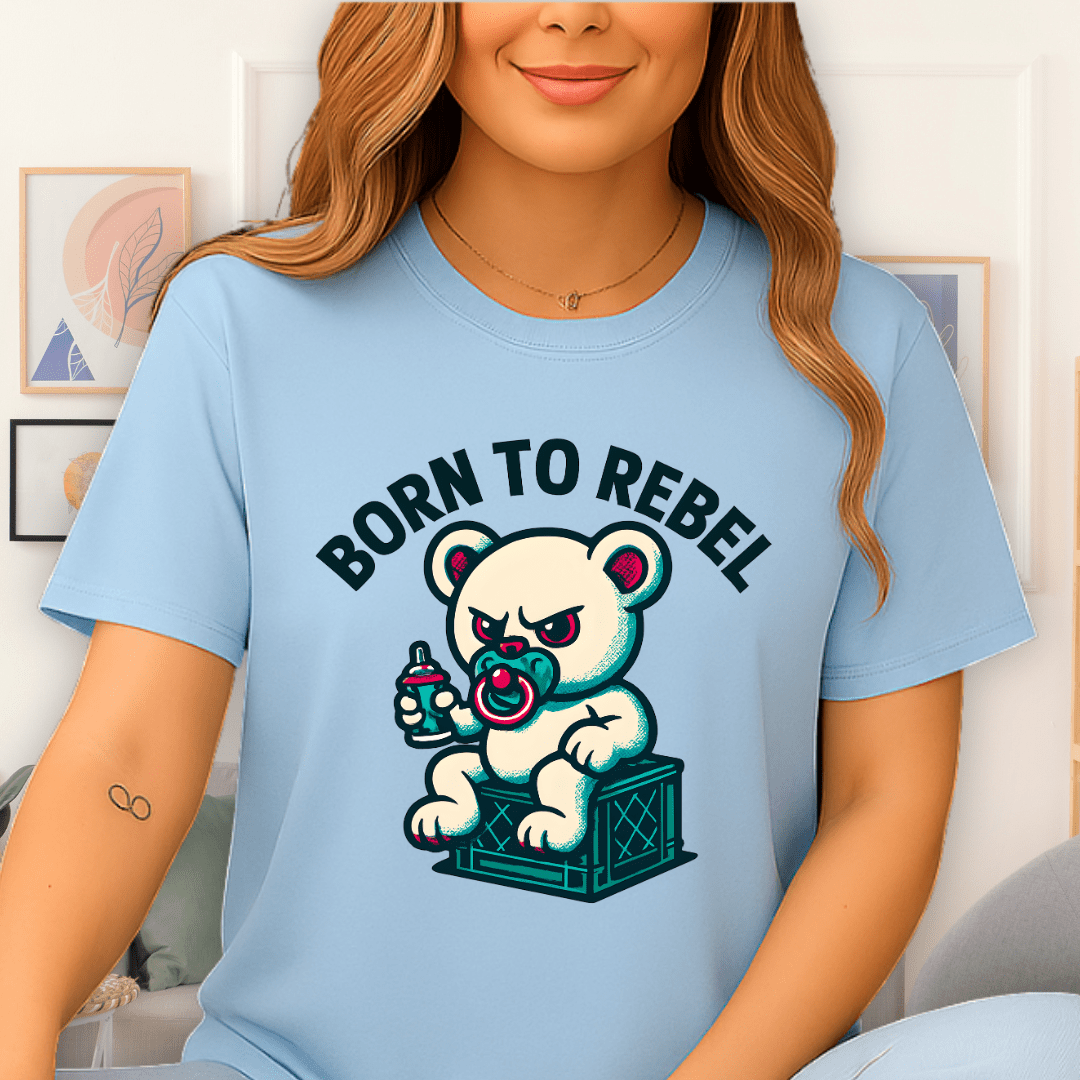 Cool Teds Teddy-Bear Born Rebel T-Shirt Light Blue / S